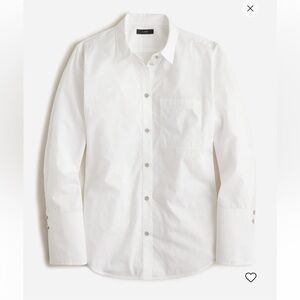 NWT J Crew Garçon White Cotton Poplin Shirt w/ Pearl & Rhinestone Buttons, 8